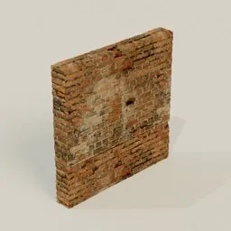 Highly detailed weathered brick wall 3D model with realistic textures, compatible with Blender for architectural visualization.