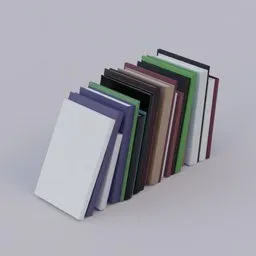 Assorted 3D modeled books for Blender, perfect for virtual shelving and interior design visualization.