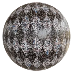 High-resolution terrazzo diamond tile material for Blender, PBR ready with detailed 4K textures.