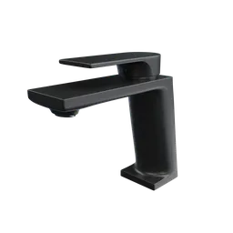 Detailed 3D rendering of a sleek black faucet suitable for contemporary bathroom designs, compatible with Blender.