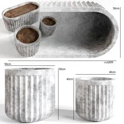 Three Fluted Planters