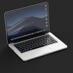 Highly detailed 3D render of a modern laptop model designed for Blender, showcased in a semi-open position.