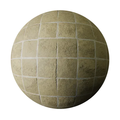 High-resolution PBR Round Square Floor Tiles material for 3D modeling and rendering in Blender and other software.