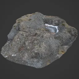 High-resolution 3D model scan of a rocky mountain terrain with detailed textures, suitable for Blender rendering.