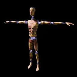 Wooden Human Cyborg With Electric Joints (Rigged)