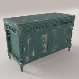 Distressed Hand-Painted Vintage Cabinet