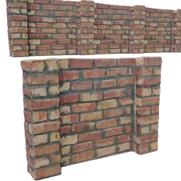 Detailed brick wall 3D model with textured surface, suitable for Blender arrays.