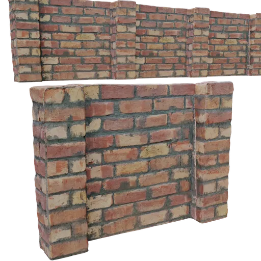 Detailed brick wall 3D model with textured surface, suitable for Blender arrays.