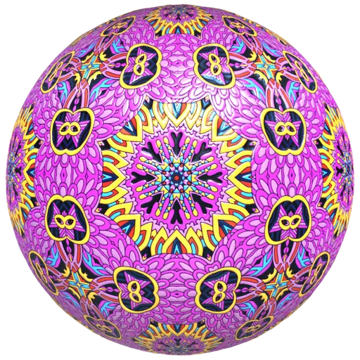 Vibrant PBR Mandala Ceramic Tile Material for Blender with adjustable scale, rotation, and metallic effects, ideal for decoration and wall textures.