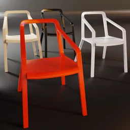 "DPY Armchairs - Plywood and recycled polypropylene armchair concept design. 3D model for Blender 3D software with bright vivid lighting inspired by Harry Beckhoff and Carl Eugen Keel. Lacquered finish with crisp smooth lines."