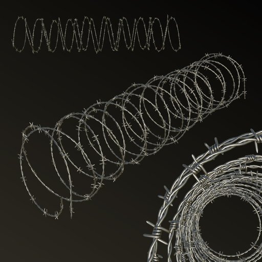Spiral barbed wire Fences models BlenderKit
