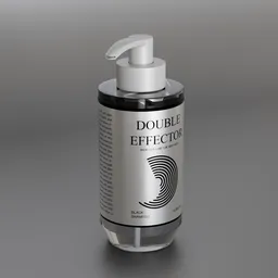 High-quality 3D rendering of a customizable white shampoo bottle with pump dispenser for Blender.