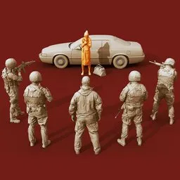 Lowpoly People Unequal Fight