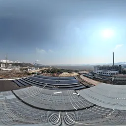 Abandoned factory roof sunshine clouds