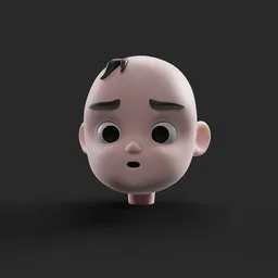 Detailed 3D kid's head model with realistic facial features, designed for Blender artists and 3D reference.
