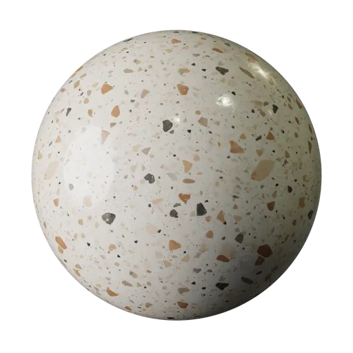 High-resolution PBR Neutral Terrazzo Tile material for 3D rendering in Blender, ideal for elegant interior surfaces.