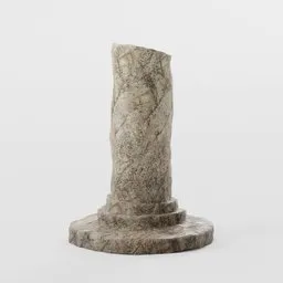 Textured 3D model of an ancient-style stone column, ideal for architectural renders in Blender.