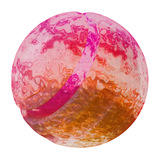 Procedural iridescent decorative glass PBR material with color variations for Blender 3D.