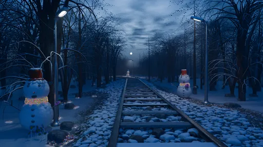 Magical Winter Railway with Snowmen