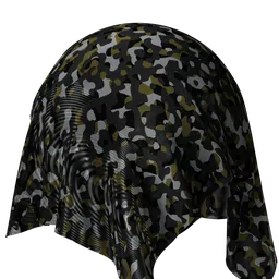 Procedural camouflage fabric texture for Blender 3D, customizable color and scale, suitable for PBR workflows.