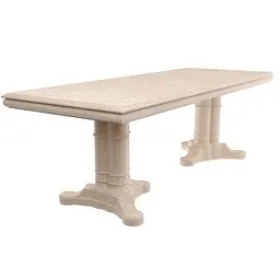 Detailed wooden table 3D model with ornate legs, rendered in Blender, perfect for historical interior design visualizations.