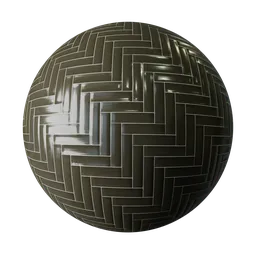 High-resolution PBR herringbone pattern in black for realistic 3D texturing.