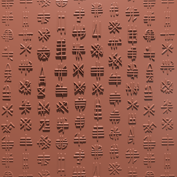 3D modeling brush for Blender creating runic-inspired pattern designs on sculpted surfaces.