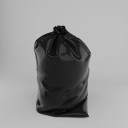 3D model of a realistic black trash bag, high detail, suitable for Blender cityscape scenes.