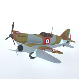 Low Poly Dewoitine D520 Airplane