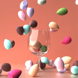 Beauty blender falling in a glass