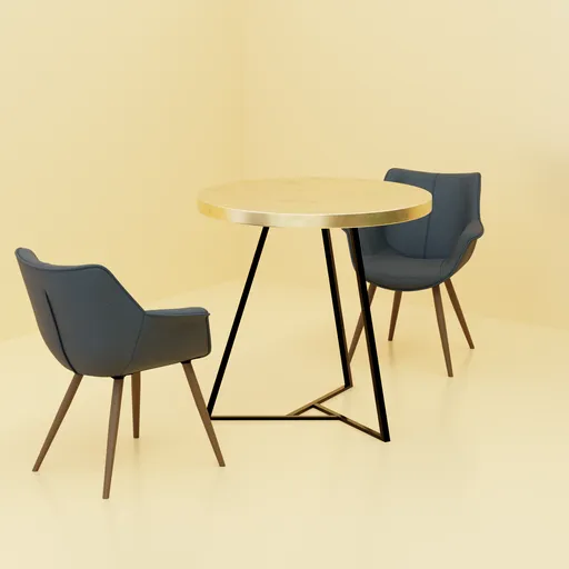 Two armchairs and a coffee table