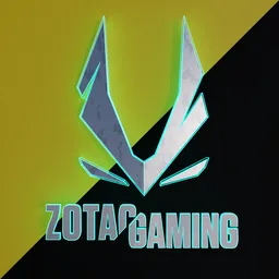 3D model of stylized Zotac Gaming logo with luminescent edges, rendered in Blender.
