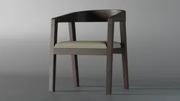 High-quality 3D model of a modern wooden chair with a cushion, suitable for office or dining, created in Blender.