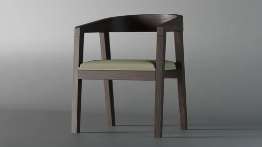 High-quality 3D model of a modern wooden chair with a cushion, suitable for office or dining, created in Blender.