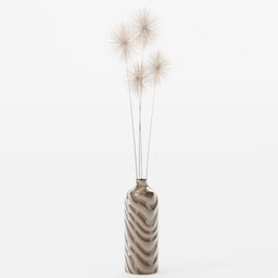 Dandelion Fluff Stick With Reflective Brown Porcelain Vase