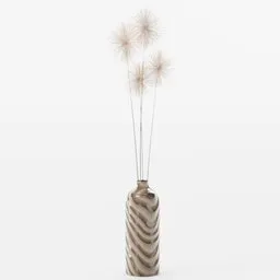 Dandelion Fluff Stick With Reflective Brown Porcelain Vase