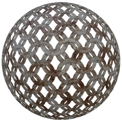 Rusty Chainmail PBR Texture for 3D modeling, suitable for Blender and other 3D applications, with realistic metallic finish.