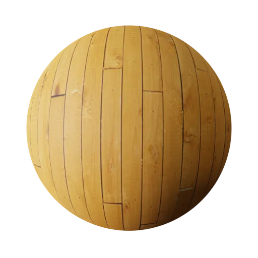 Highly detailed wooden floor PBR texture with natural grains and knots, ideal for 3D modeling in Blender.