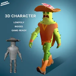 Stylized Cactus Cowboy Man