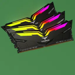 Detailed 3D RAM sticks with animated RGB lighting, Blender 3D model, high-resolution textures