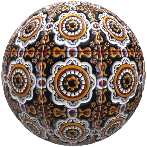 Highly detailed PBR Mexican ceramic floor material for 3D rendering with customizable texture options.
