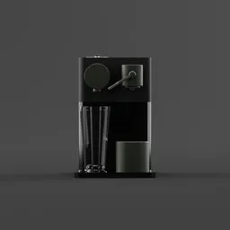 Detailed Blender 3D render of a modern black coffee machine with glass carafe for kitchen visualization.