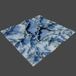 "Snow rock landscape terrain in Blender 3D - a stylized 3D model featuring caves, water cascading, and destructible environments. Perfect for creating stunning mountain scenes with a snow camouflage effect."