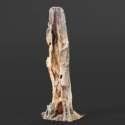 High-detail 3D scan of a weathered, hollow tree stump for Blender rendering, ideal for realistic forest scenes.