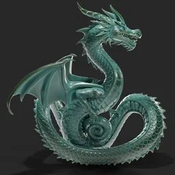 Stylized Ceramic Dragon Statue