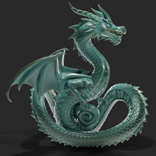 Stylized Ceramic Dragon Statue