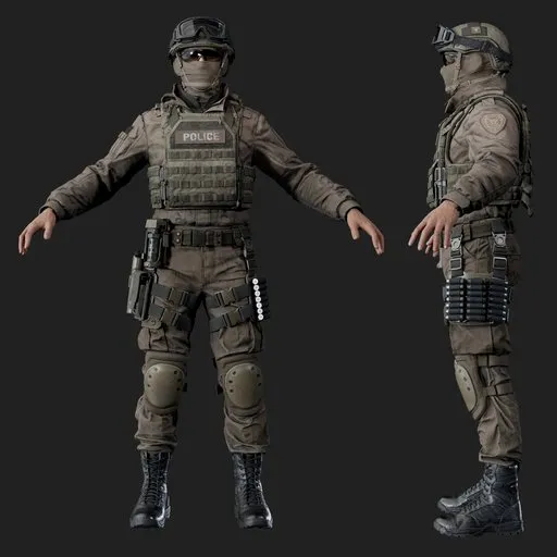Police Tactical Unit Rigged Beige