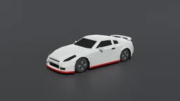 Detailed Blender 3D low poly GT-R35 model suitable for visualization and CG graphics, white with red accents.