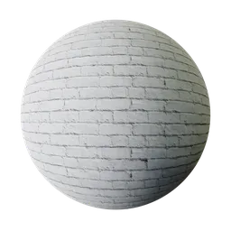 High-resolution aged white brick PBR texture for 3D modeling and rendering in Blender.