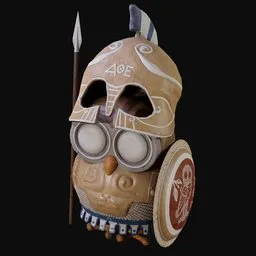 Athens Hoplite Officer Owl Figurine